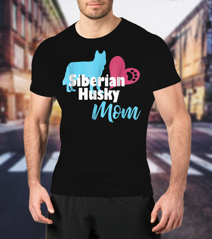 Siberian Husky Mom Love Paw Prints T-Shirt