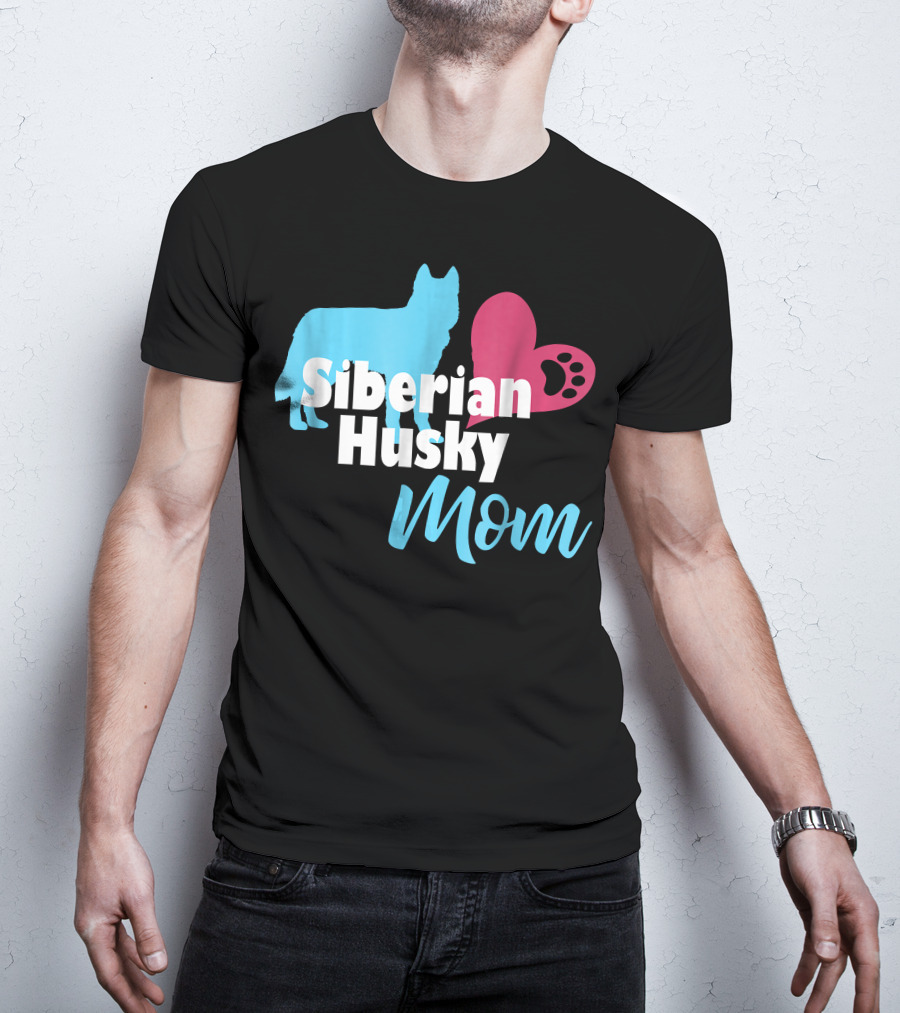 Siberian Husky Mom Love Paw Prints T-Shirt