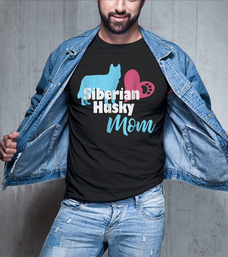 Siberian Husky Mom Love Paw Prints T-Shirt