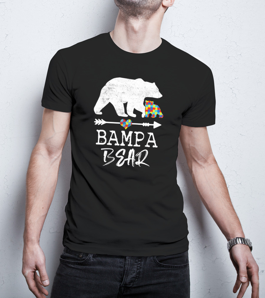 Bampa Bear Puzzle Heart Arrow Autism Awareness T-Shirt