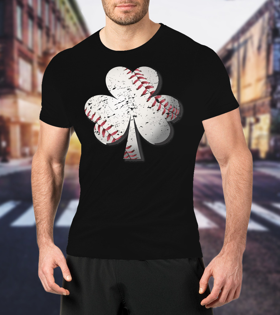 Baseball St Patrick's Day Shamrock Vintage T-Shirt