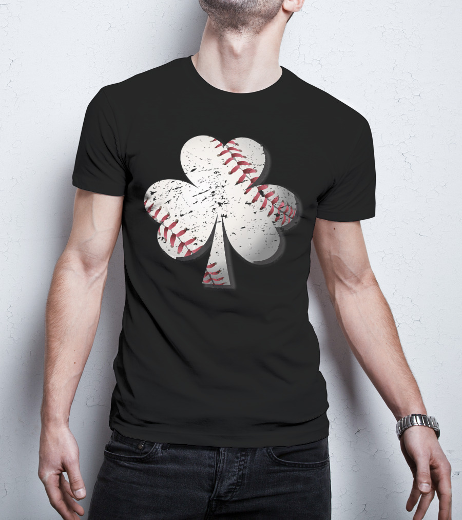 Baseball St Patrick's Day Shamrock Vintage T-Shirt