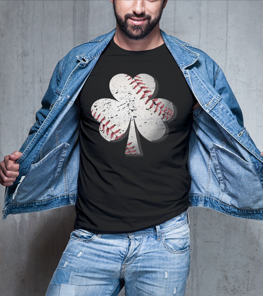 Baseball St Patrick's Day Shamrock Vintage T-Shirt