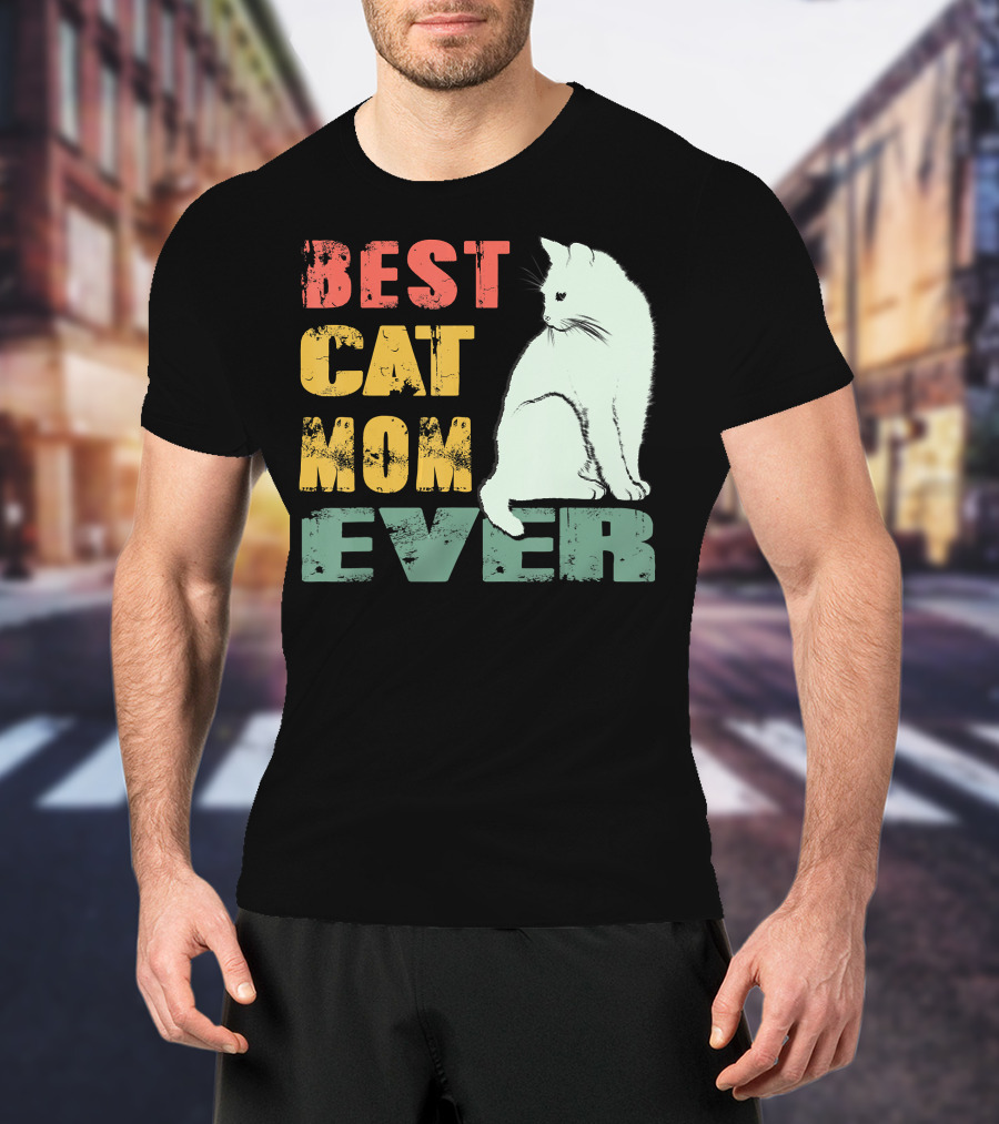 Best Cat Mom Ever Vintage Cat Mother T-Shirt