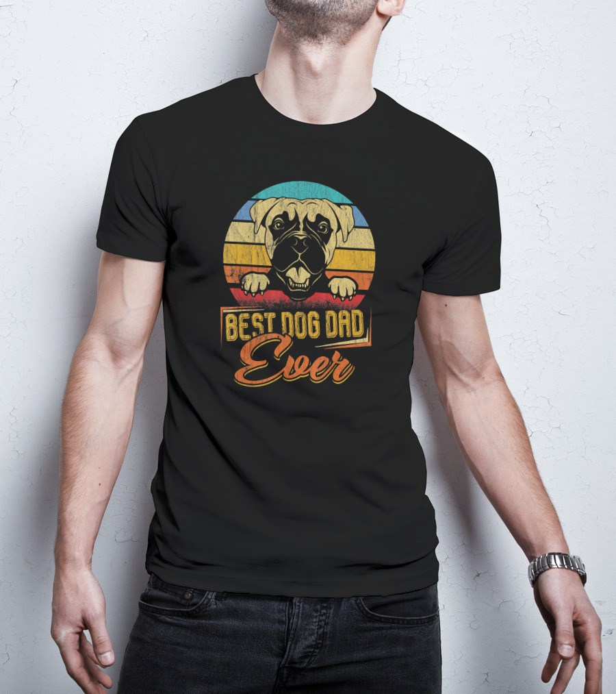 Best Dog Dad Ever Boxer Dog Dad Vintage T-Shirt