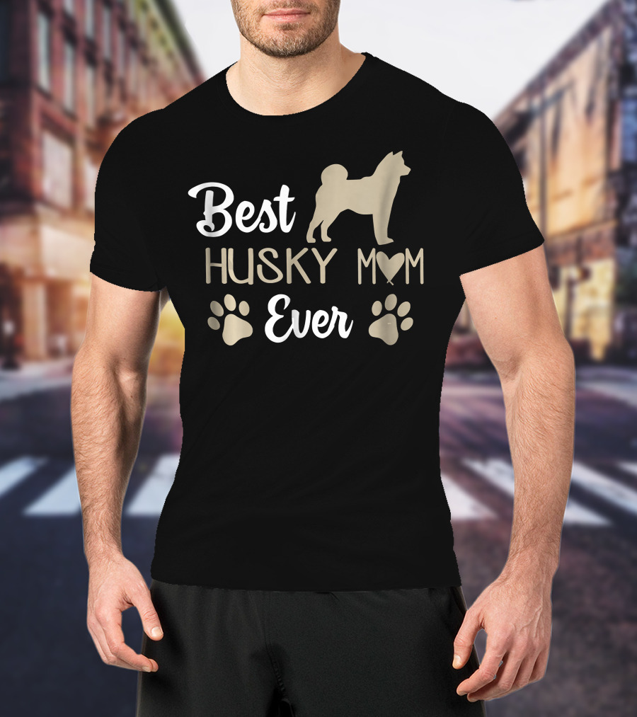 Best Husky Mom Ever Paw Prints Siberian T-Shirt