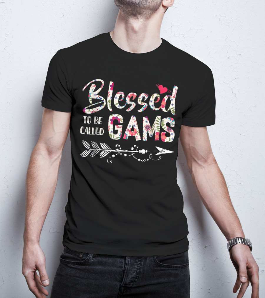 Blessed To Be Called Gams Floral Heart Arrow T-Shirt