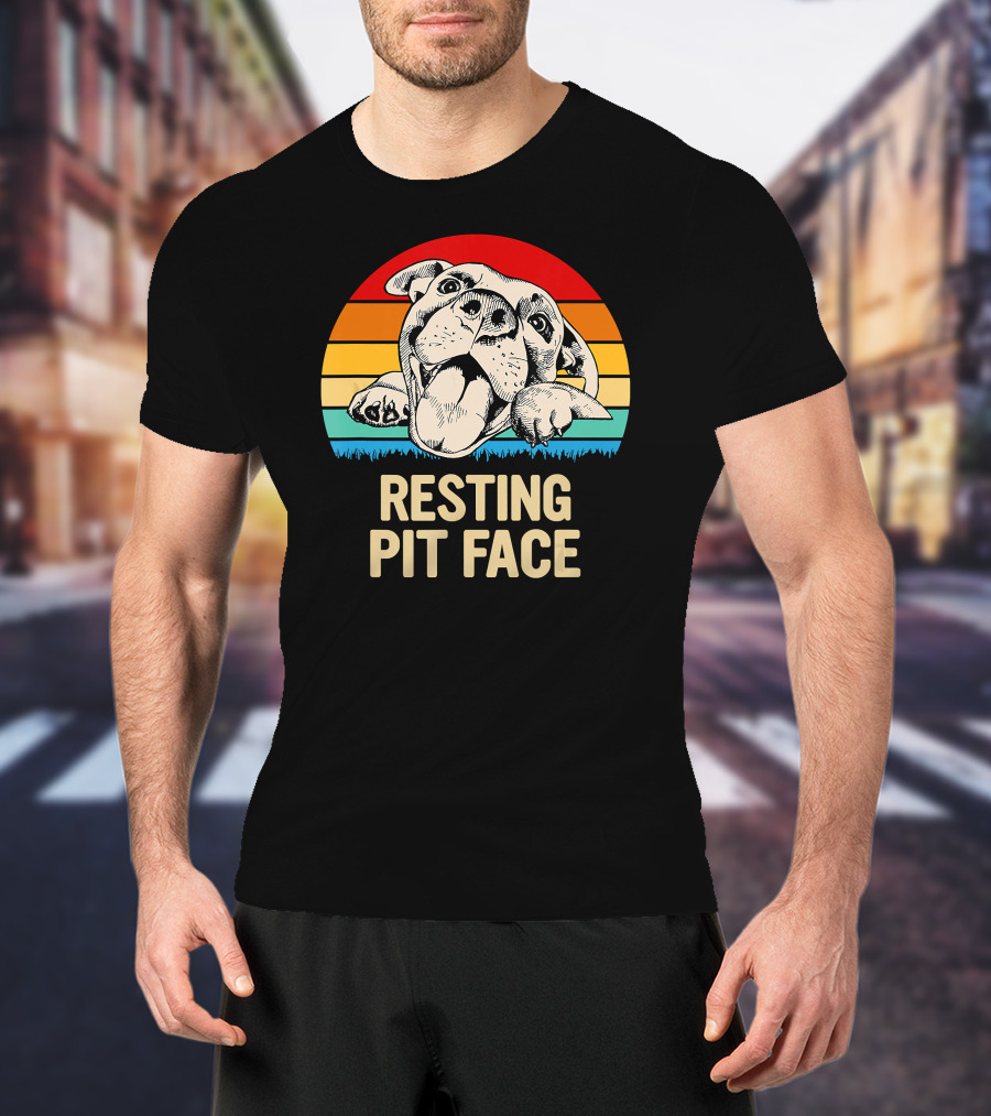 Resting Pit Face Bombshell Bullies Pit Bull Rescue Retro T-Shirt