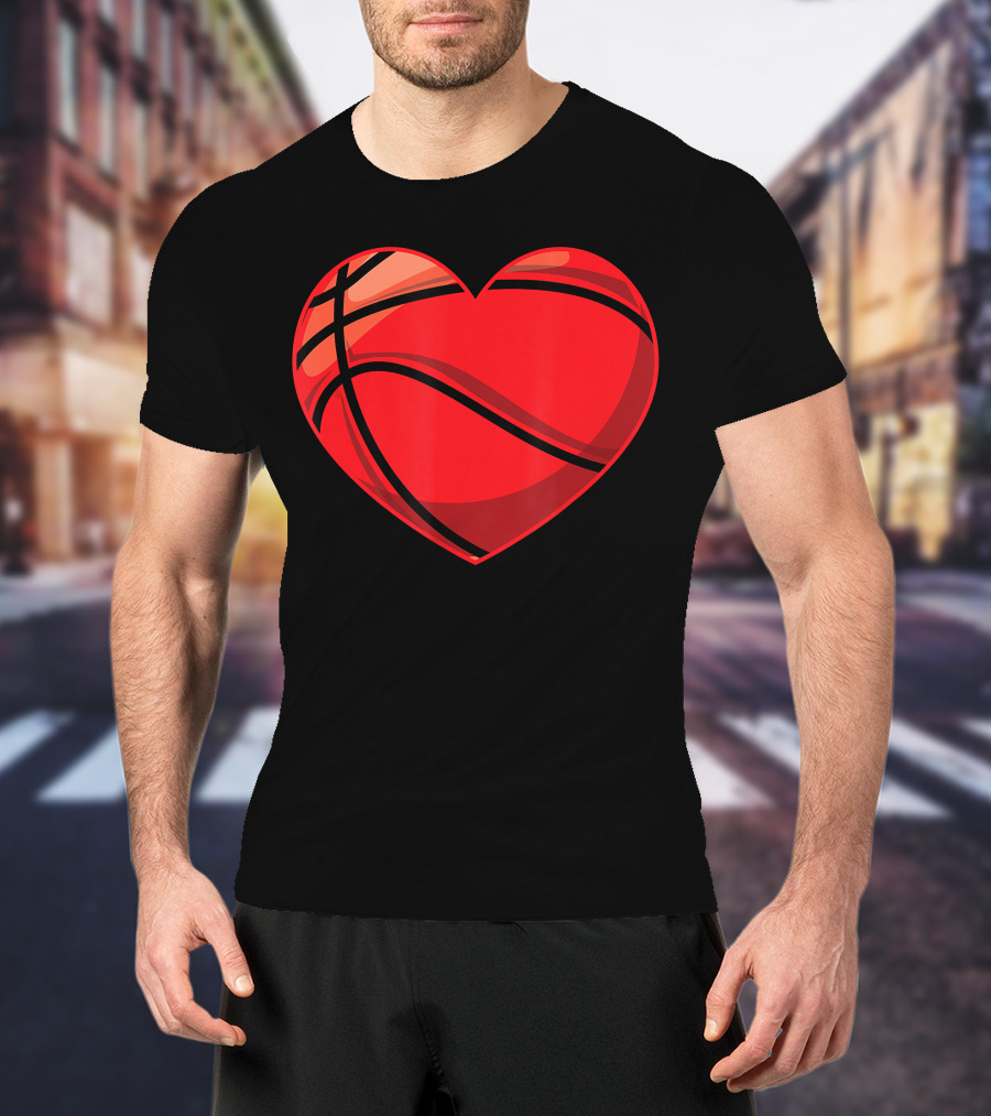 Valentines Day Boys Heart-Shaped Basketball T-Shirt