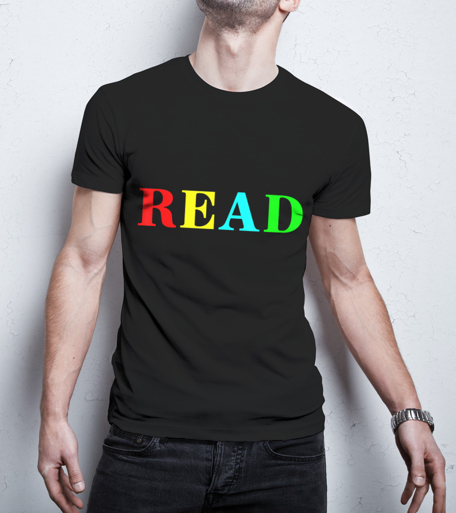 READ In Color Bold Letters Teacher Reading Book T-Shirt
