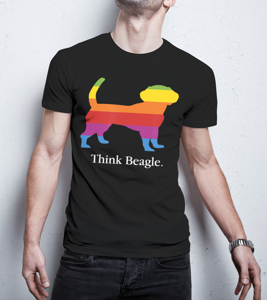 Think Beagle Rainbow Striped Dog T-Shirt