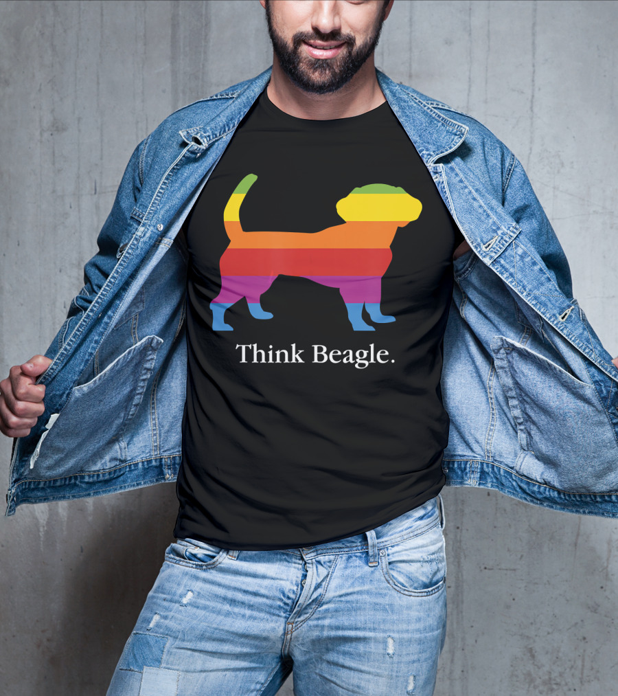 Think Beagle Rainbow Striped Dog T-Shirt