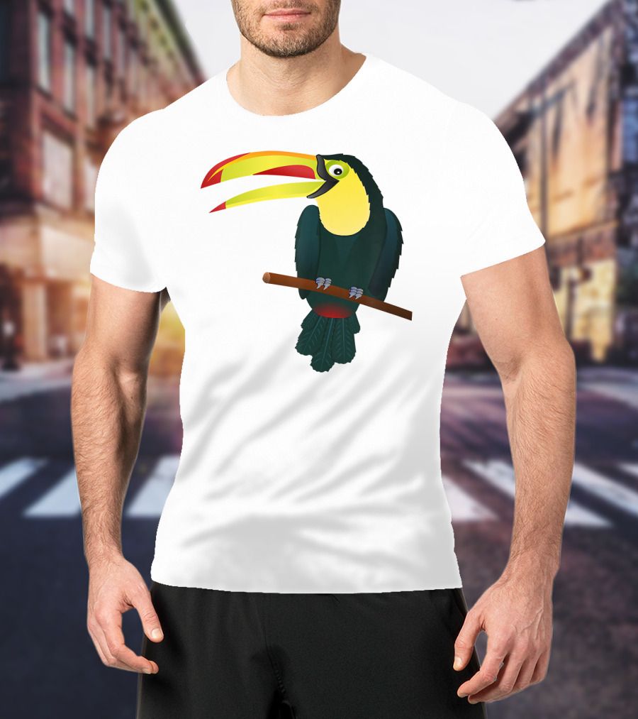 Toucan Bird Perched On Branch With Vibrant Beak T-Shirt