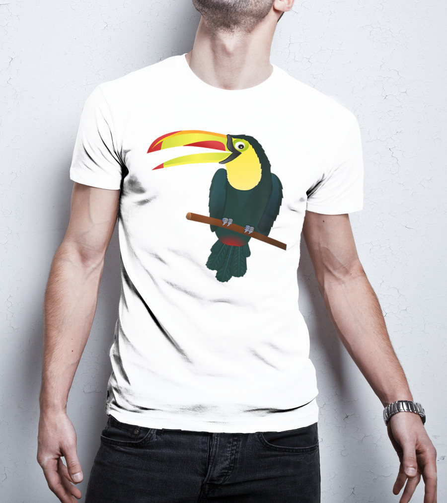 Toucan Bird Perched On Branch With Vibrant Beak T-Shirt