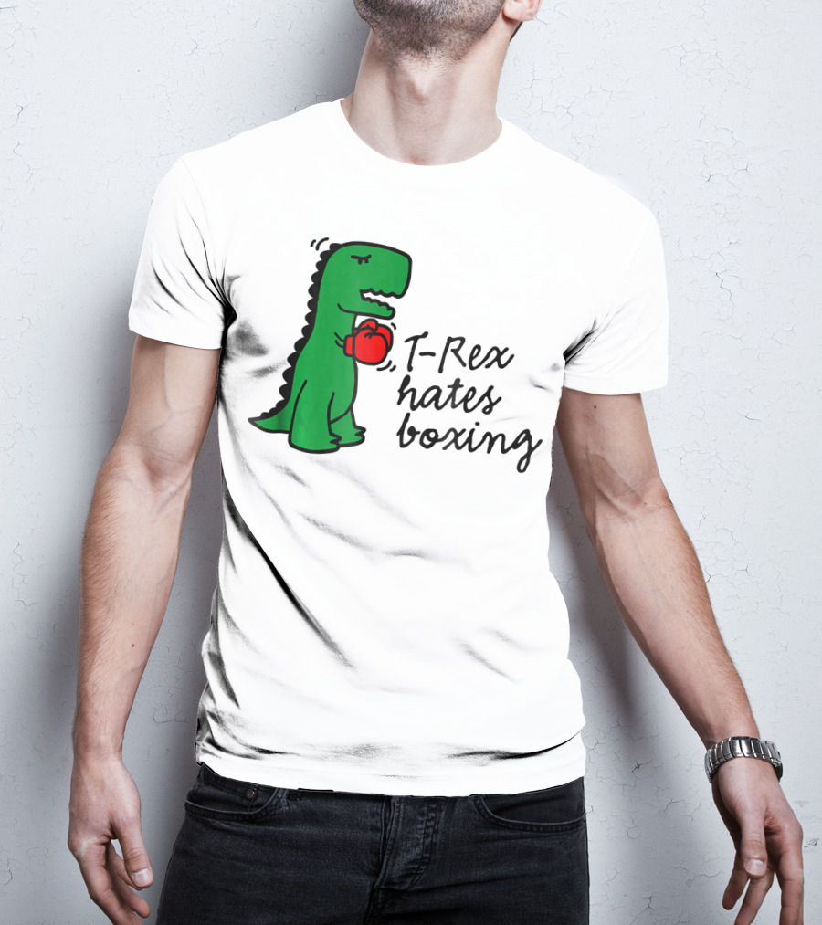 T Rex Hates Boxing Dinosaur With Red Boxing Glove T-Shirt