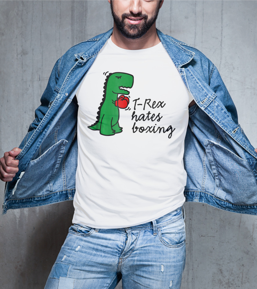 T Rex Hates Boxing Dinosaur With Red Boxing Glove T-Shirt