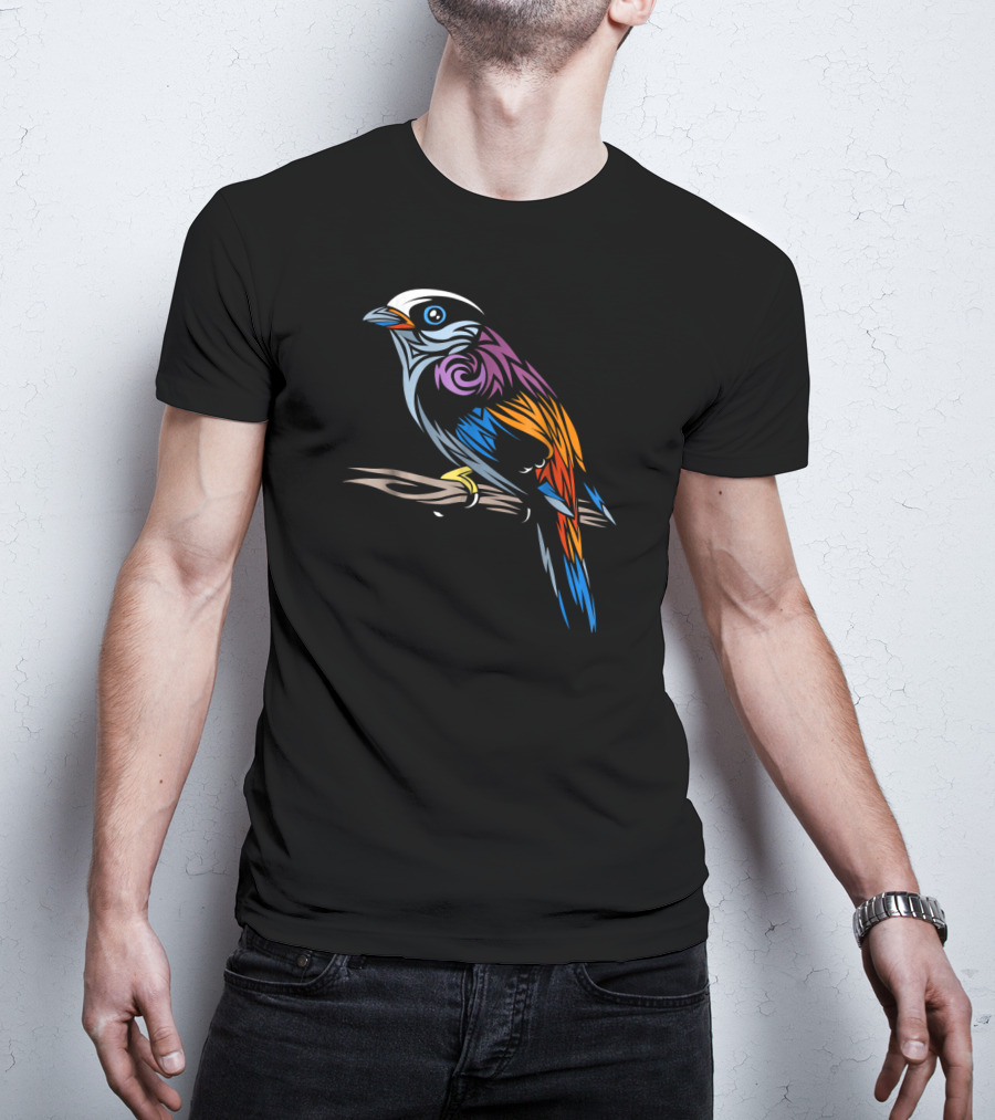 Colorful Tribal Sparrow Tropical Bird T-Shirt