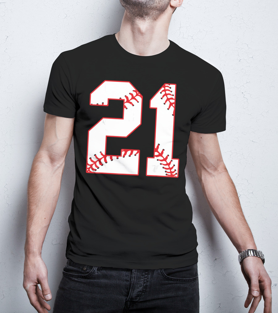 Twenty First Birthday Party 21th Baseball Number T-Shirt