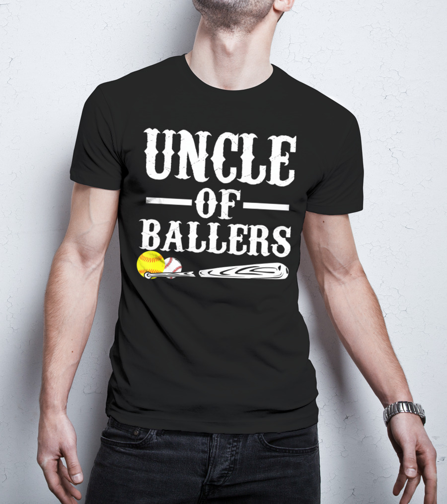 Uncle Of Ballers Baseball Bat Tennis Ball Clipboard T-Shirt