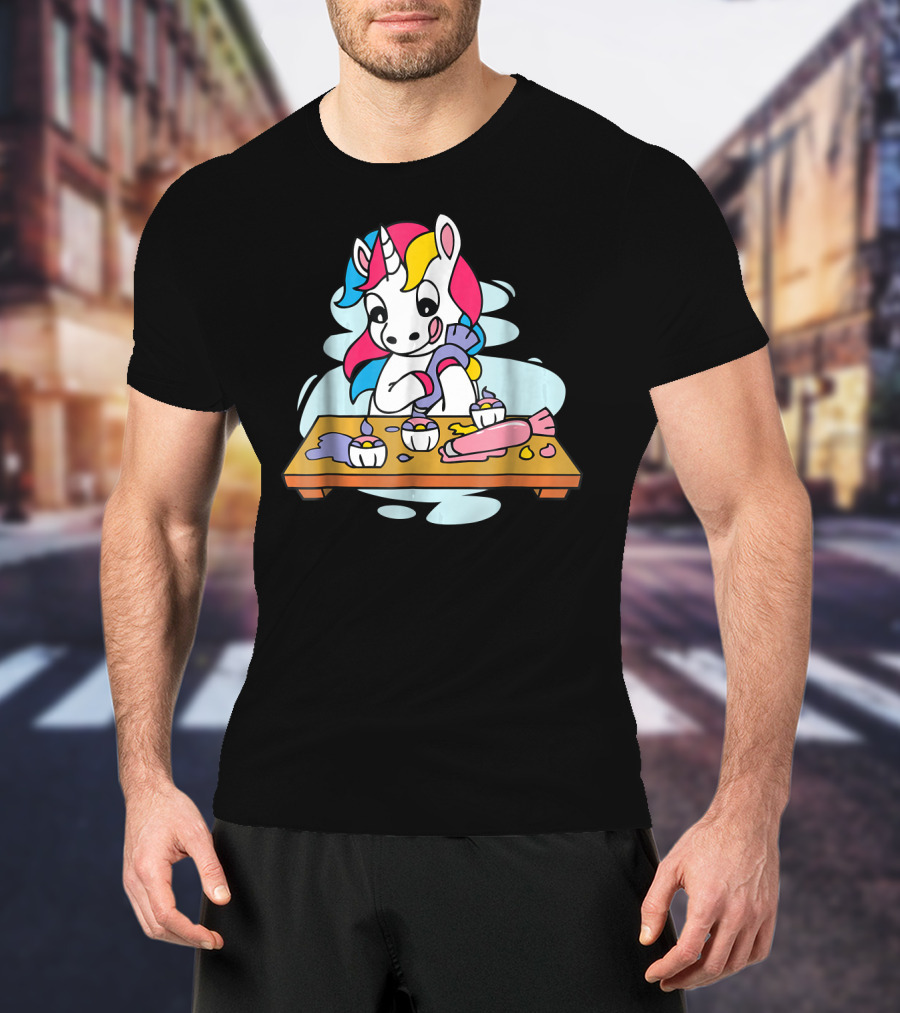Unicorn Baking Cupcakes Cupcake Magic Baking Fun T-Shirt