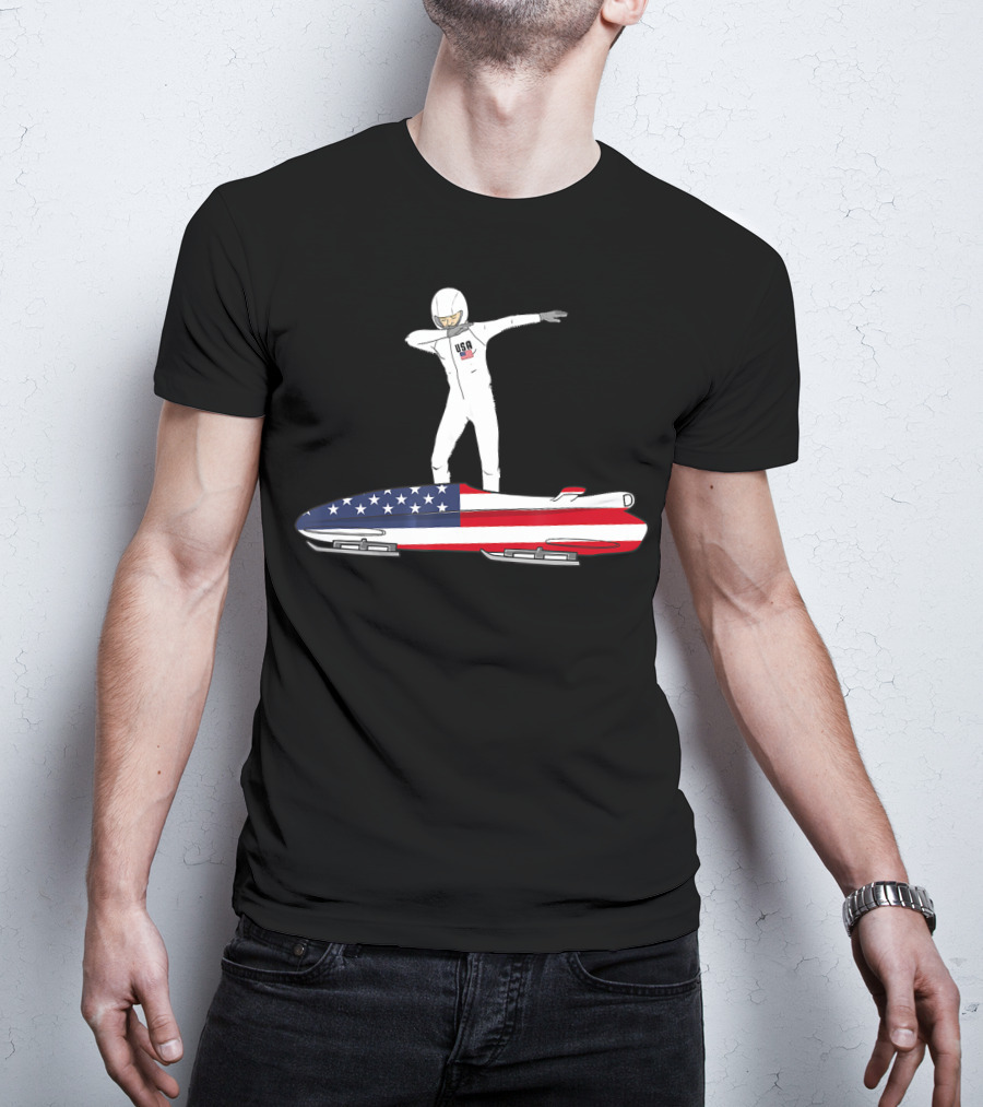 USA Bobsled Dabbing United States Flag Suit T-Shirt