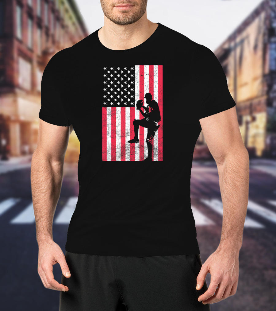 USA American Flag Baseball Pitcher Red White Blue T-Shirt