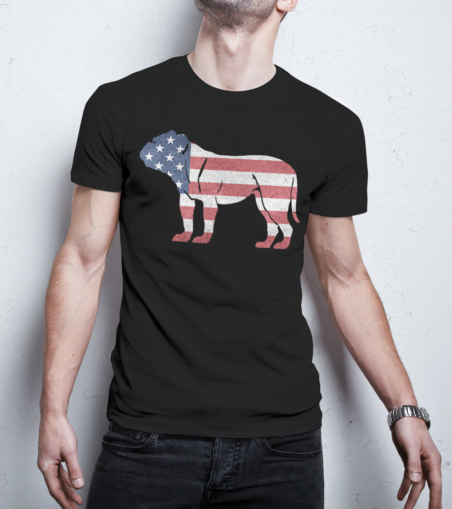 American Flag USA Bulldog Stylish Dog Animal T-Shirt