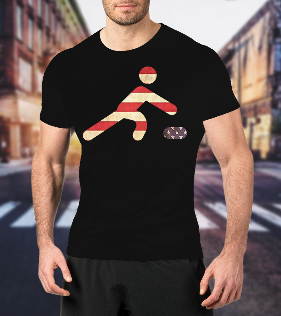 USA Funny Flag Curling American Fan Sports T-Shirt