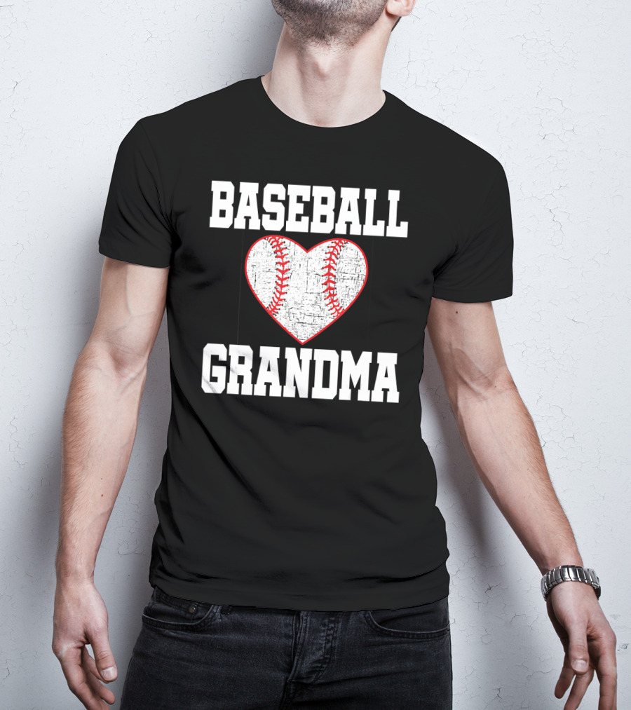 Baseball Grandma Vintage Heart T-Shirt