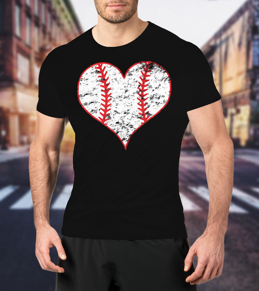 Vintage Heart Shaped Baseball Love T-Shirt