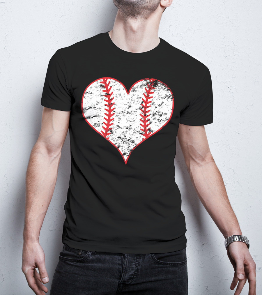 Vintage Heart Shaped Baseball Love T-Shirt