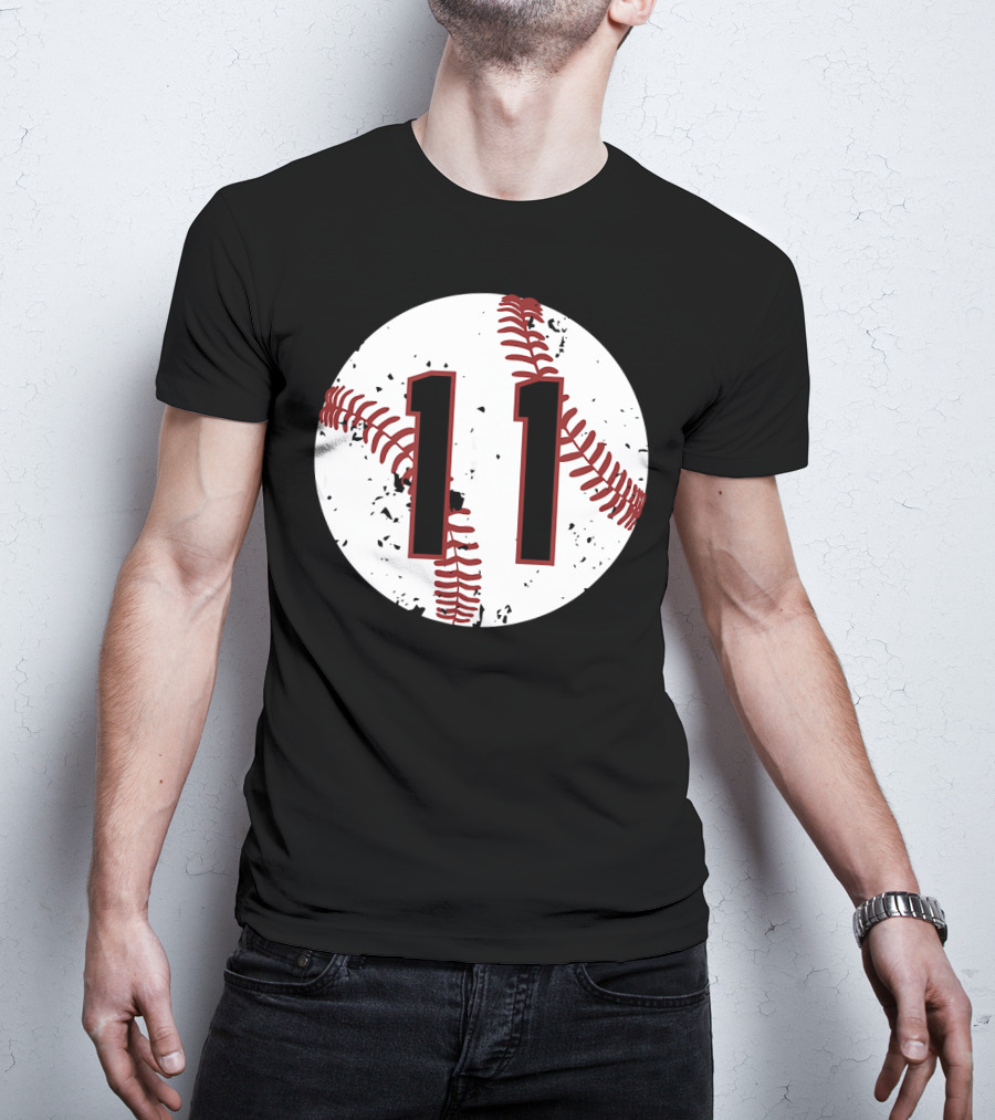 Vintage Baseball Number 11 Cool Softball Circle T-Shirt