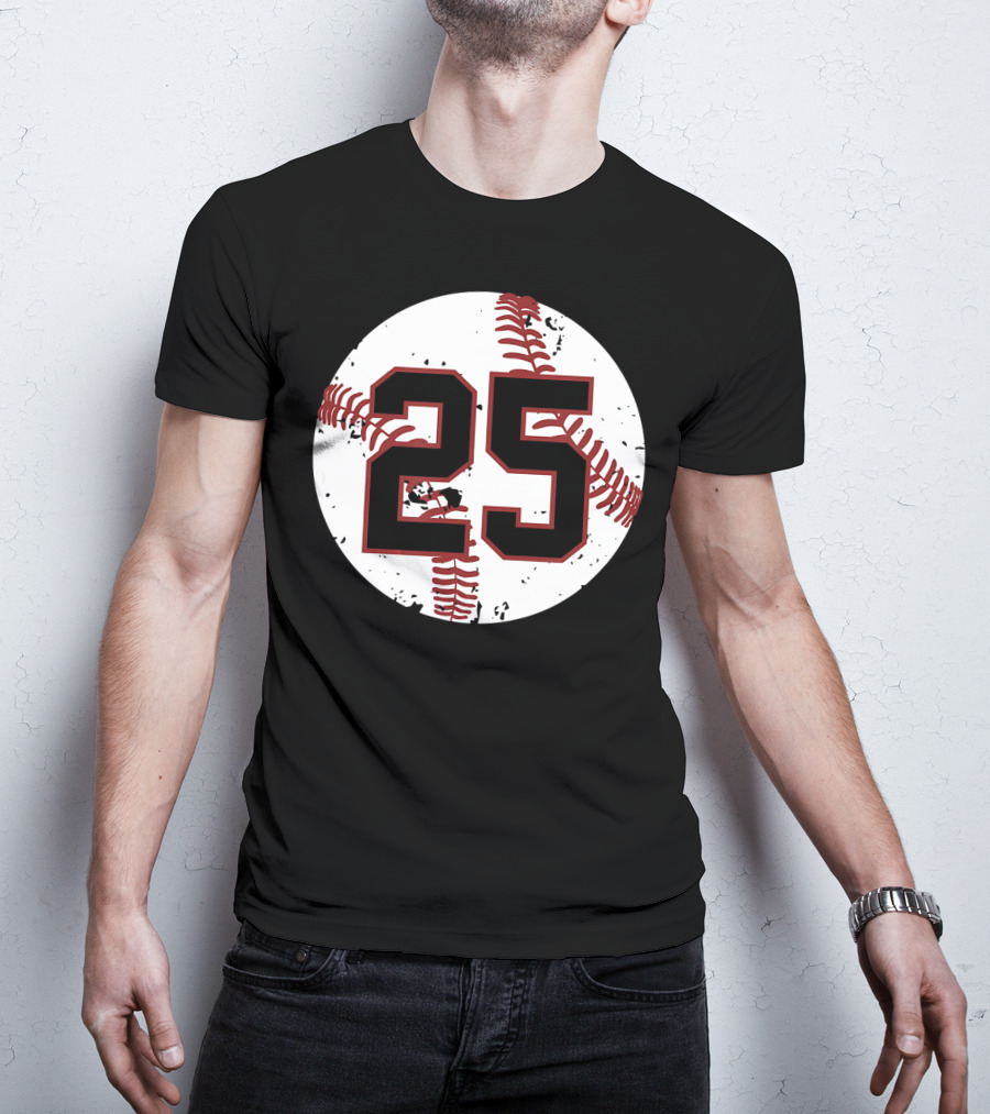 Vintage Baseball Number 25 Circle Pattern Cool Sof T-Shirt