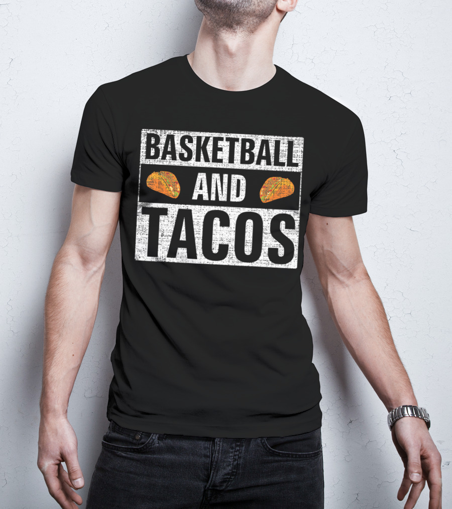 Basketball And Tacos Vintage Style With Taco Icons T-Shirt