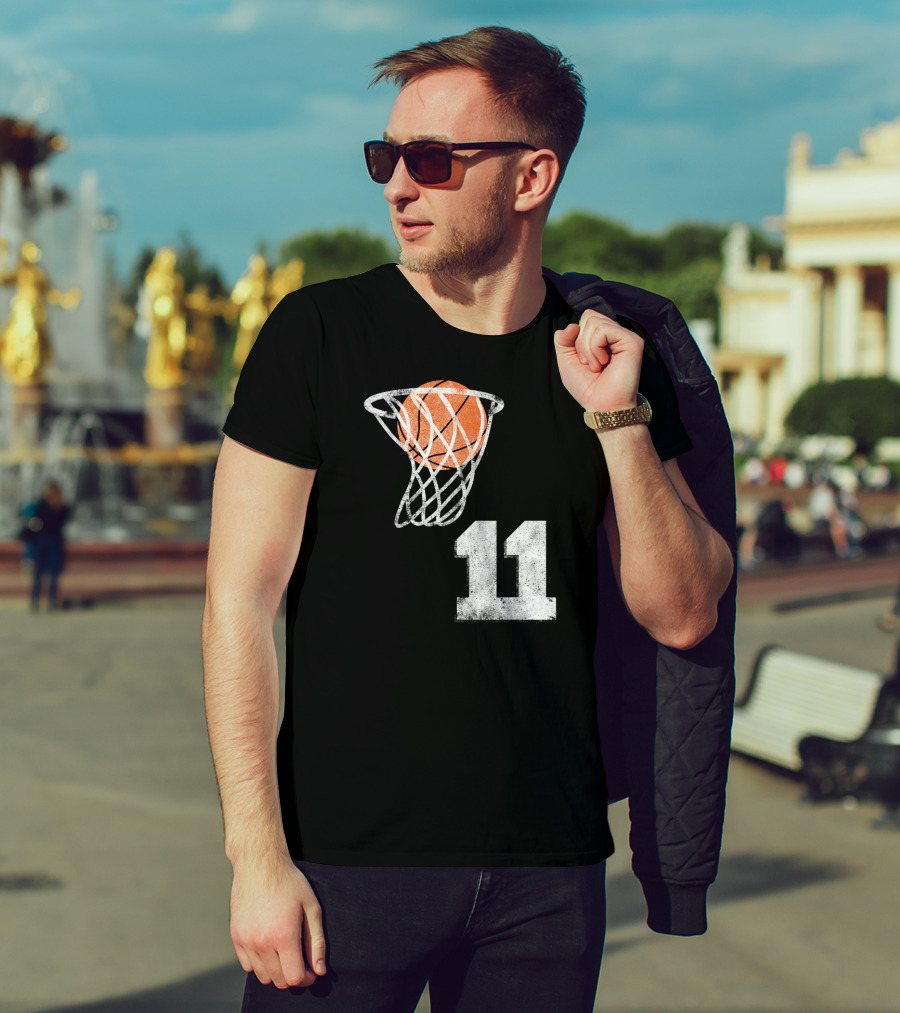 Basketball Hoop Swish Number 11 T-Shirt
