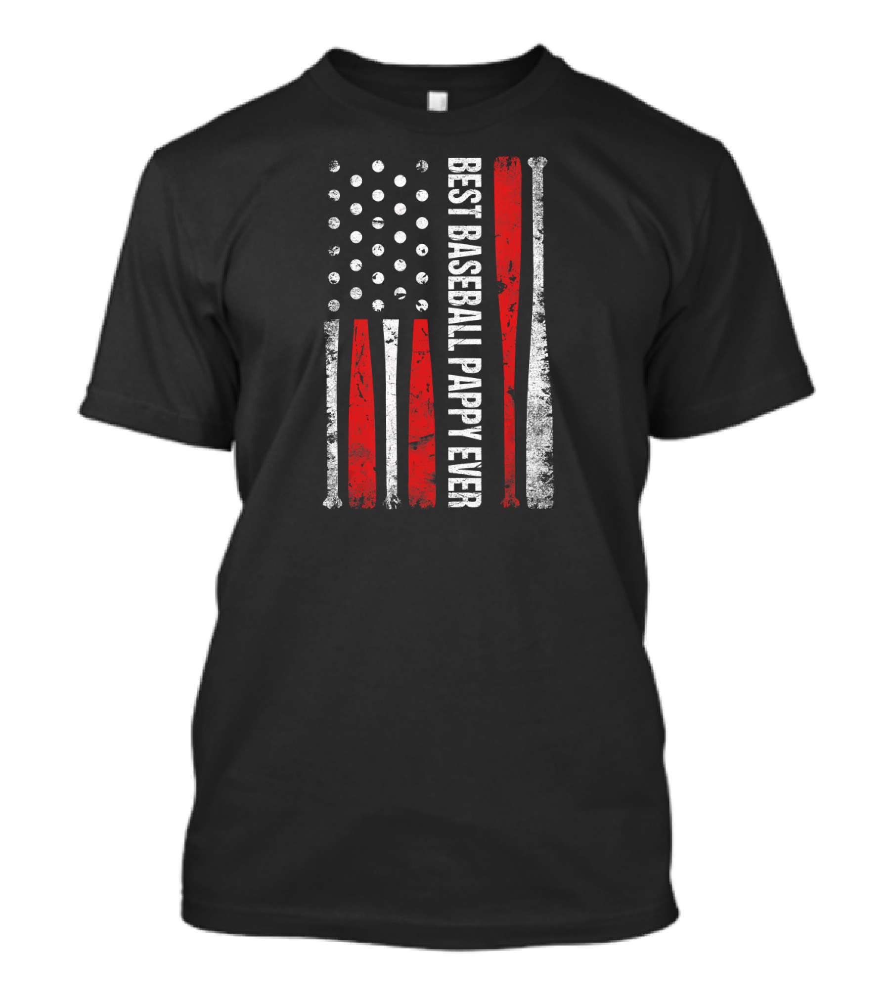 Best Baseball Pappy Ever Vintage American Flag Baseball Bats T-Shirt