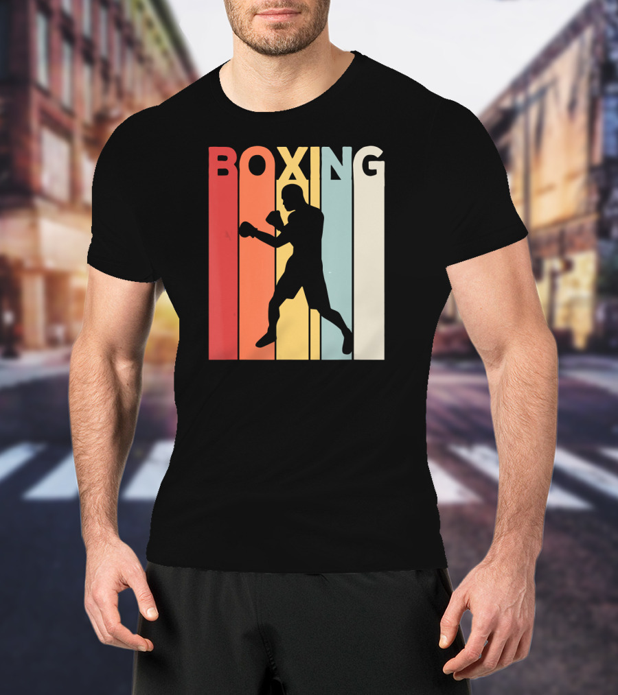 Vintage Boxing Boxer Silhouette Retro Sport Fight T-Shirt
