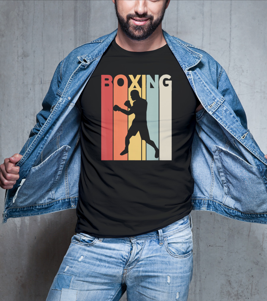 Vintage Boxing Boxer Silhouette Retro Sport Fight T-Shirt