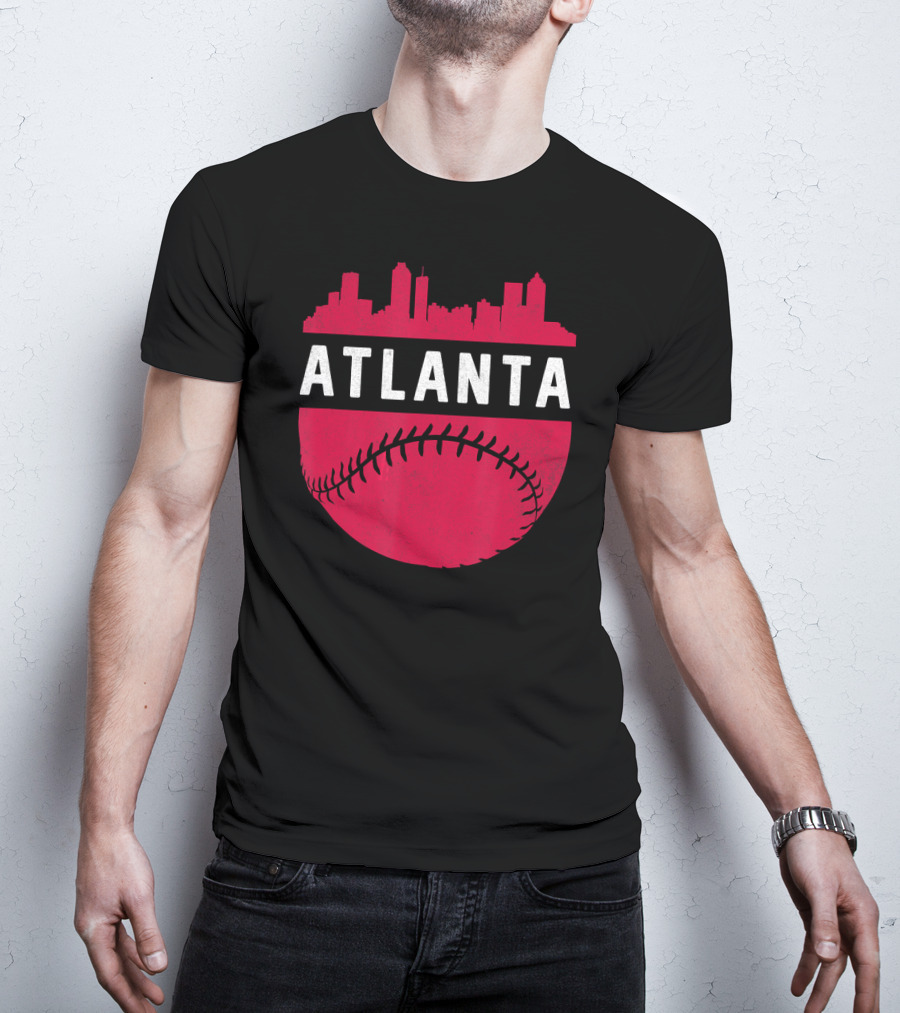 Atlanta Georgia Skyline Baseball Vintage T-Shirt
