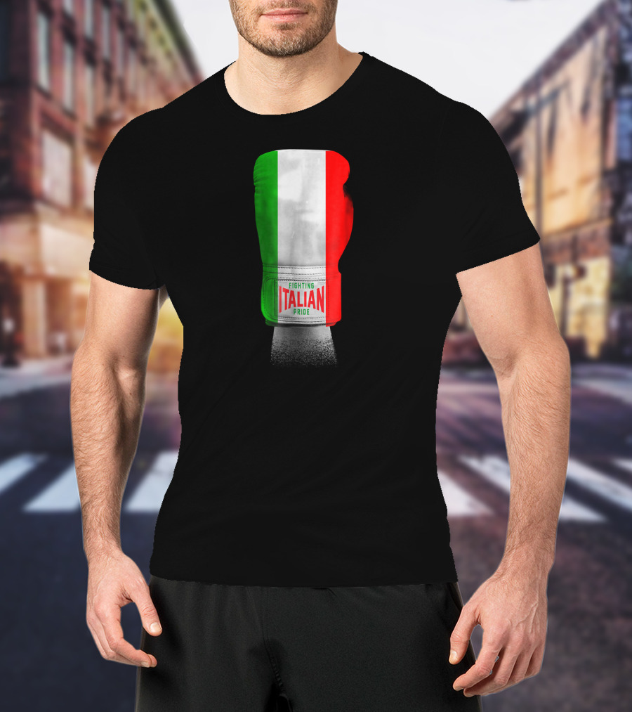 Vintage Italian Flag Boxing Gloves Fighting Italian Pride T-Shirt