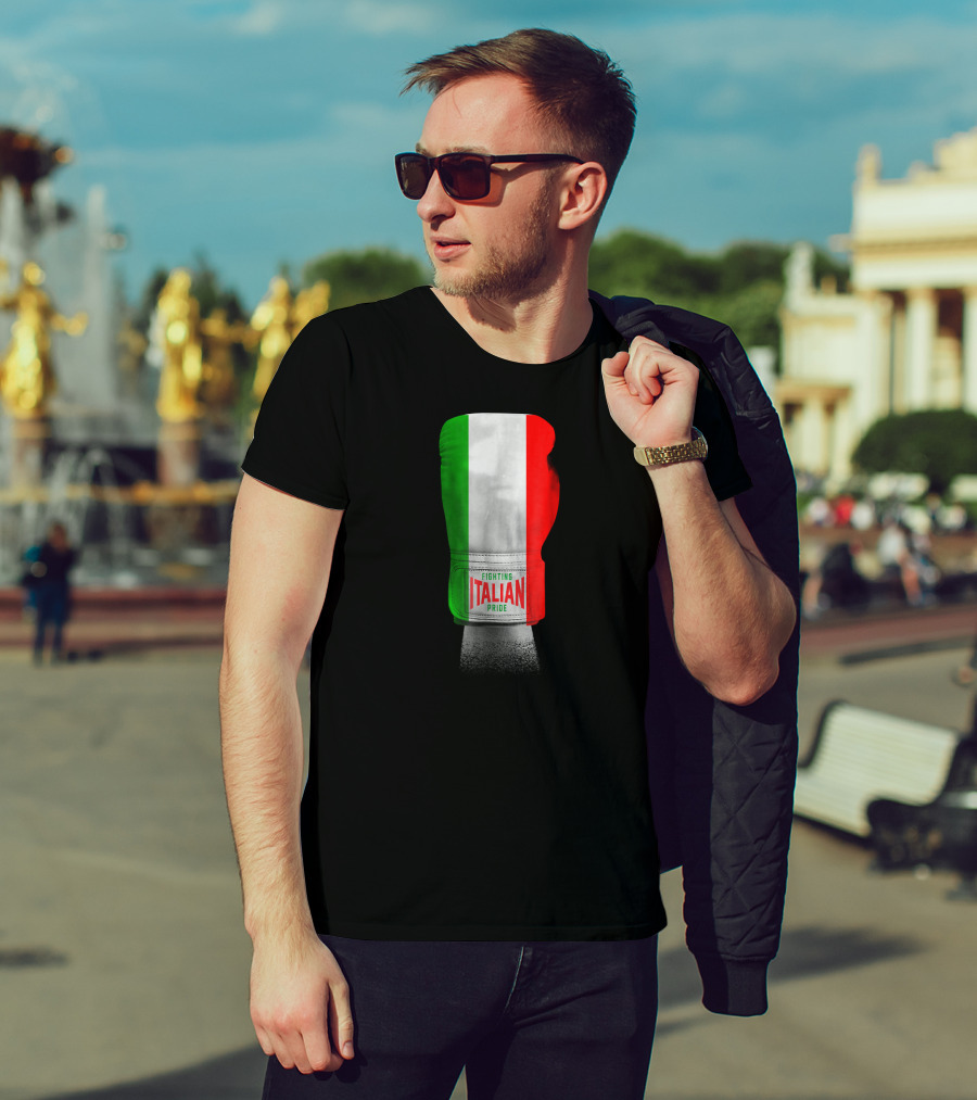 Vintage Italian Flag Boxing Gloves Fighting Italian Pride T-Shirt