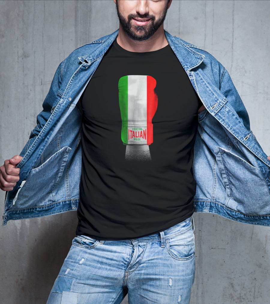 Vintage Italian Flag Boxing Gloves Fighting Italian Pride T-Shirt