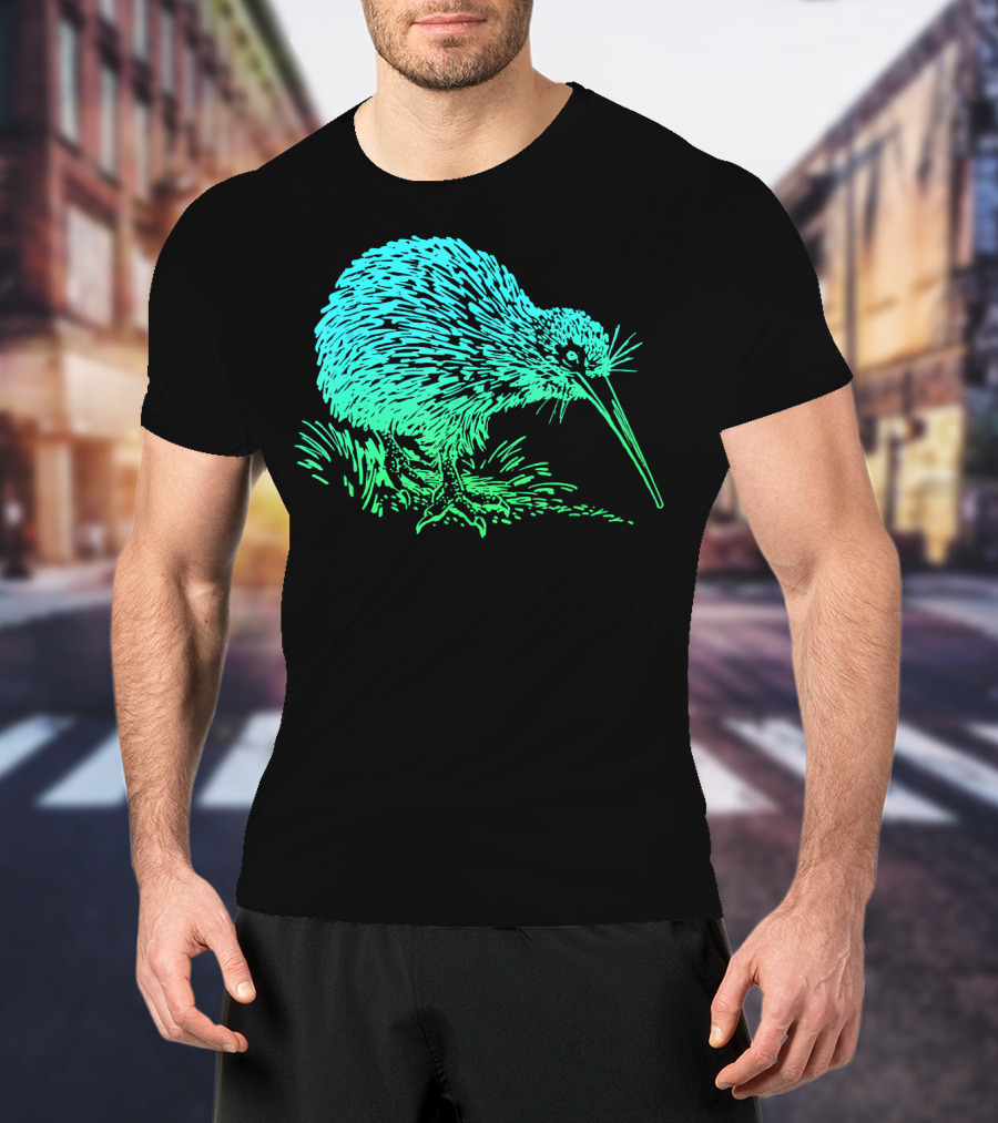 Vintage Neon Kiwi Bird Awesome Retro T-Shirt