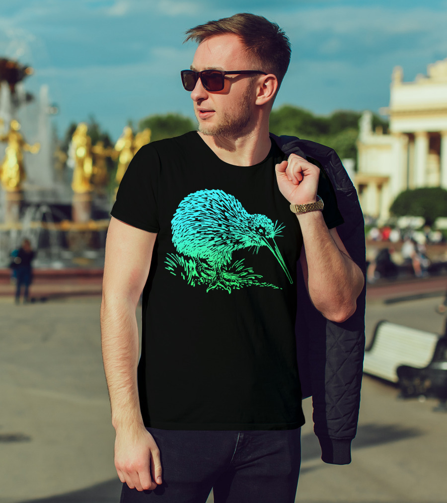 Vintage Neon Kiwi Bird Awesome Retro T-Shirt