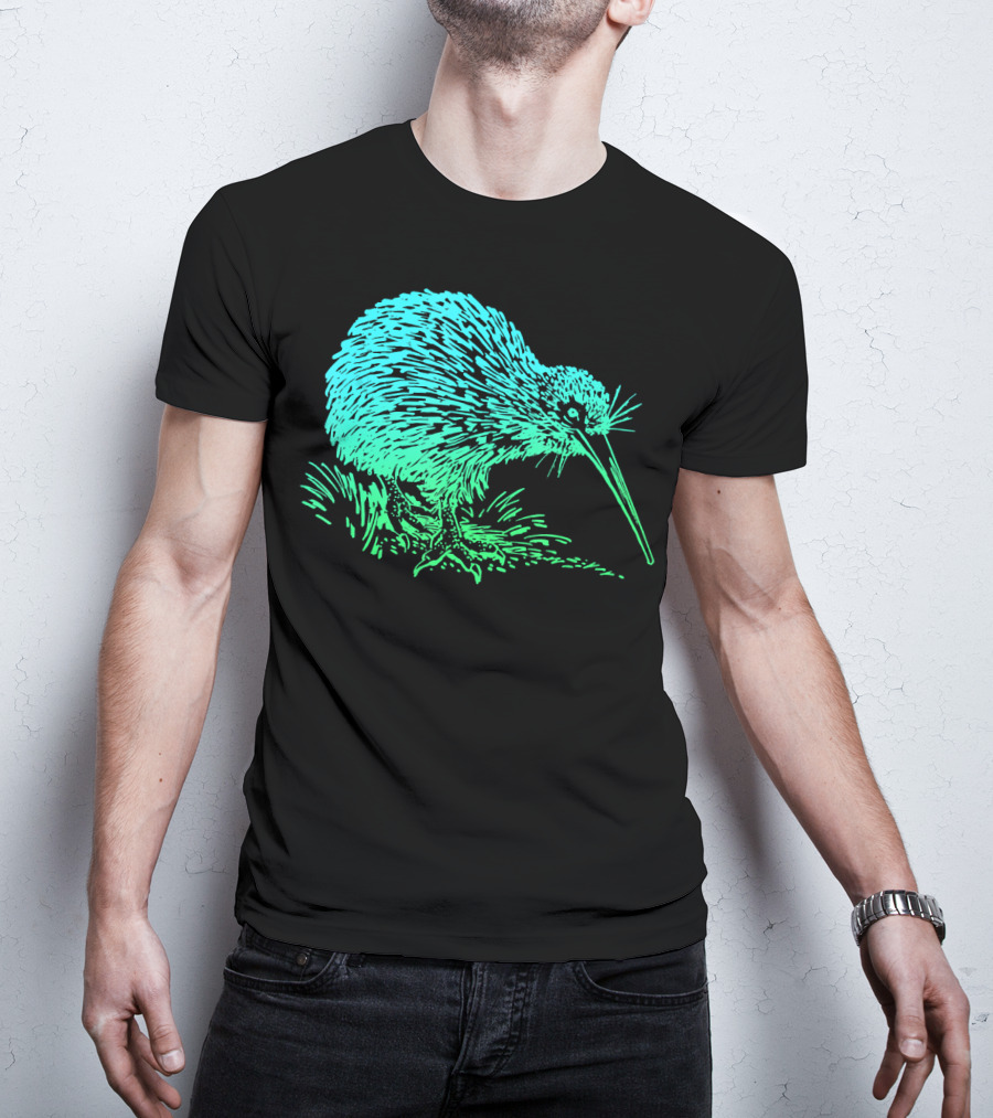 Vintage Neon Kiwi Bird Awesome Retro T-Shirt