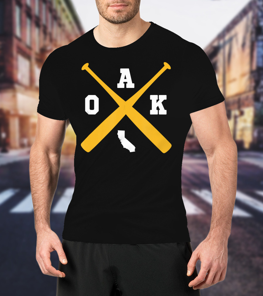 Vintage Oakland OAK State Baseball Bats California T-Shirt