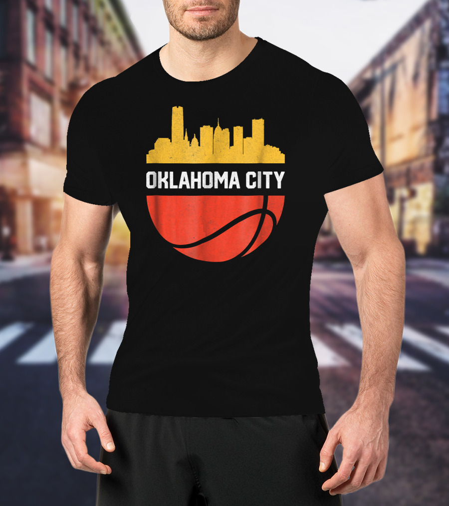 Oklahoma City Basketball Skyline Vintage T-Shirt
