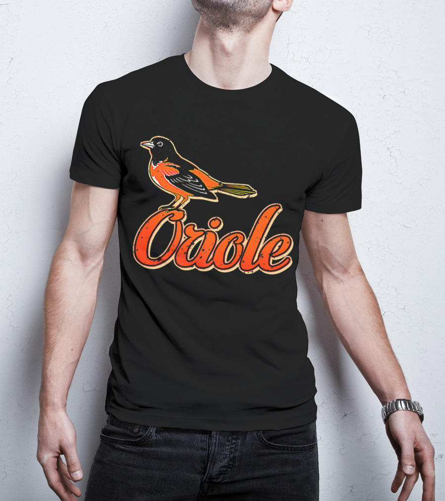 Vintage Oriole Bird Script Text Amazing Bird T-Shirt