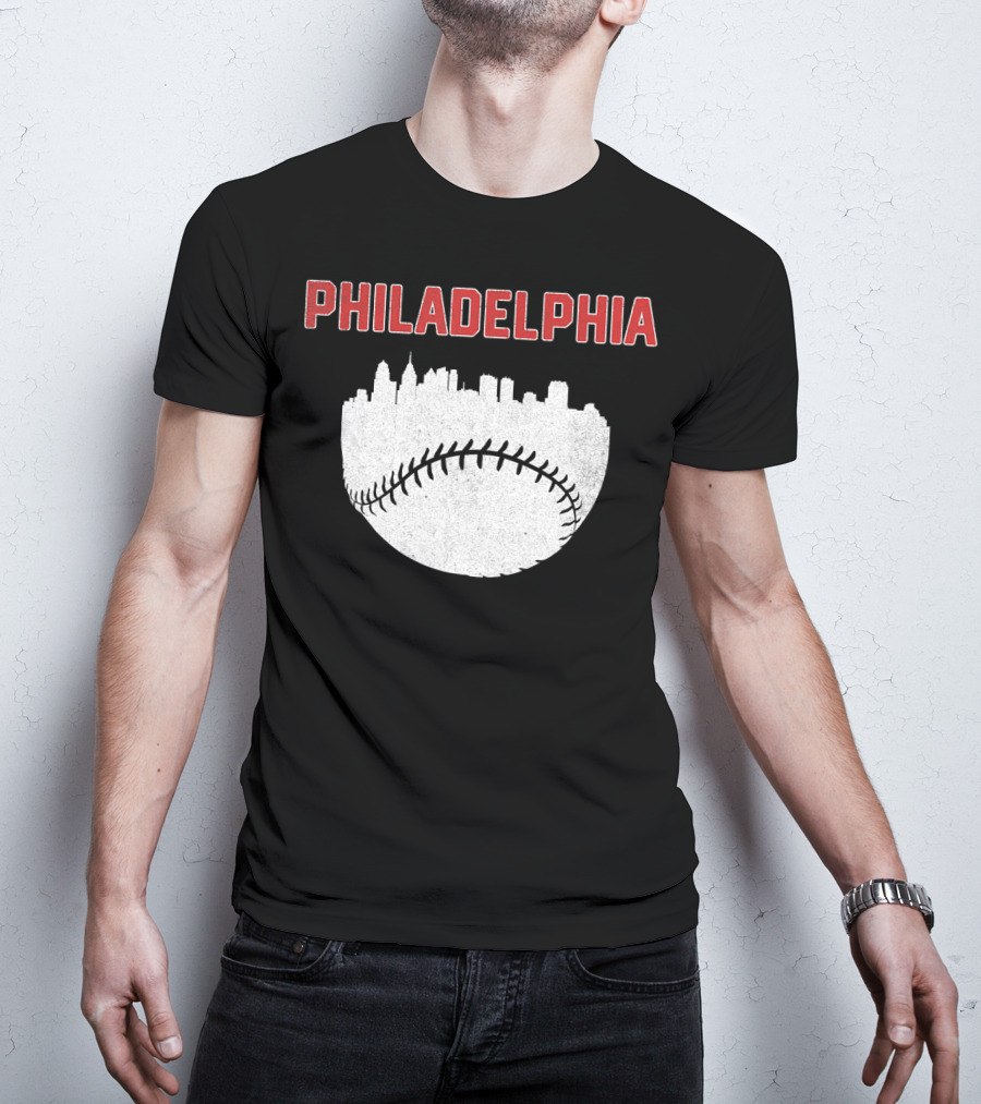 Philadelphia Cityscape Baseball T-Shirt