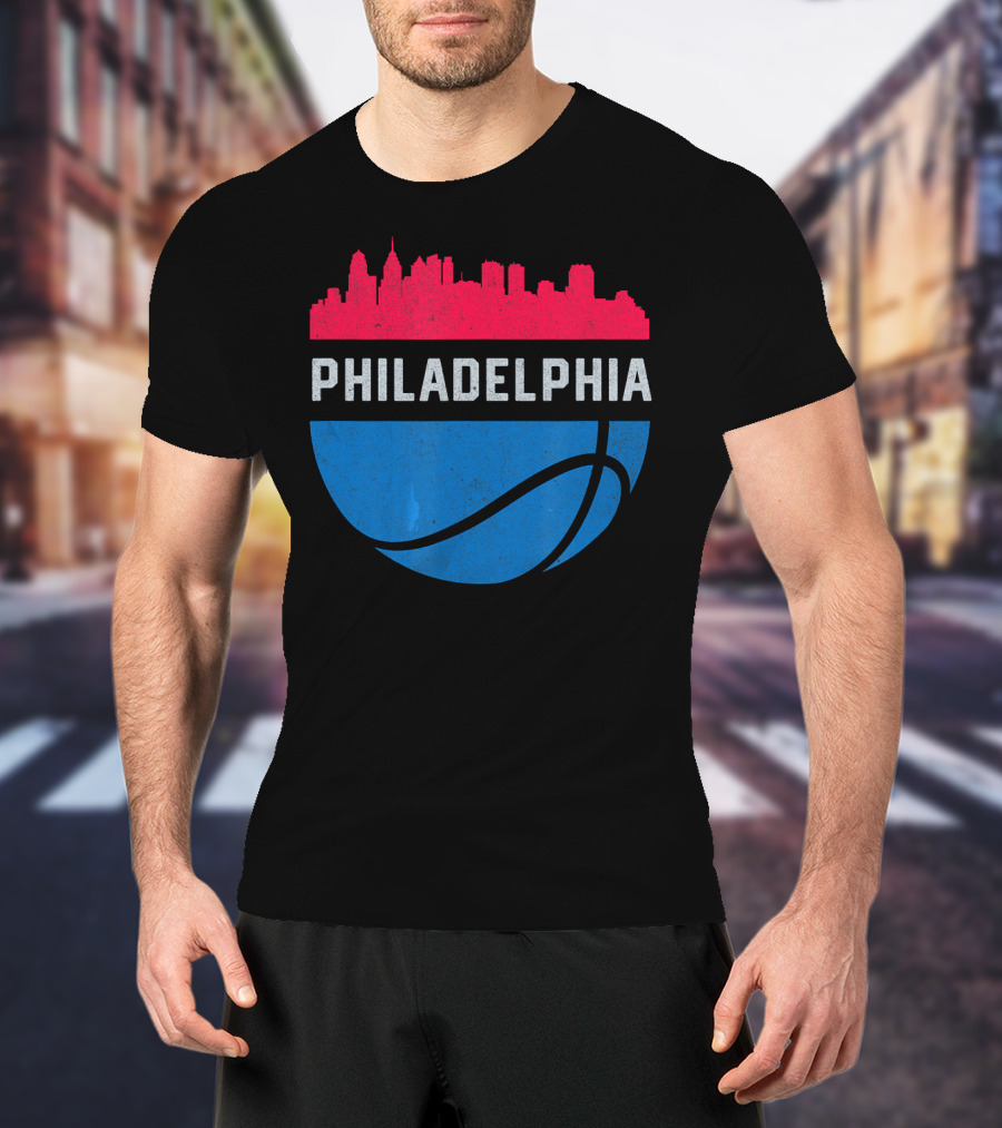 Philadelphia Cityscape Basketball T-Shirt